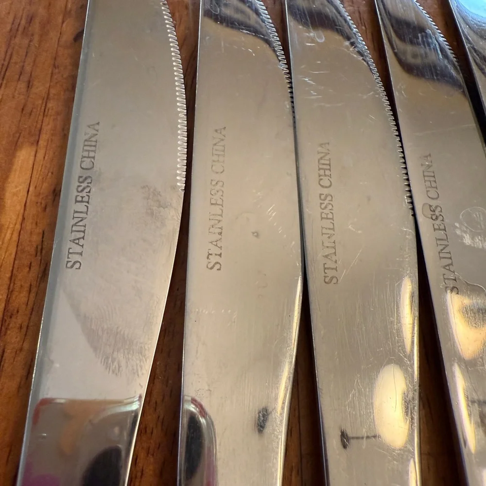 Lot Of‎ 8 Stainless Steel Butter Knives Dinner Knife Solid Square Ends